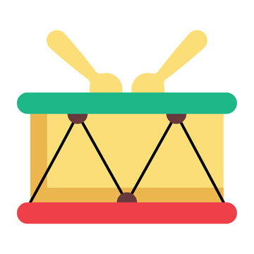 Traditional drum percussion instrument flat icon