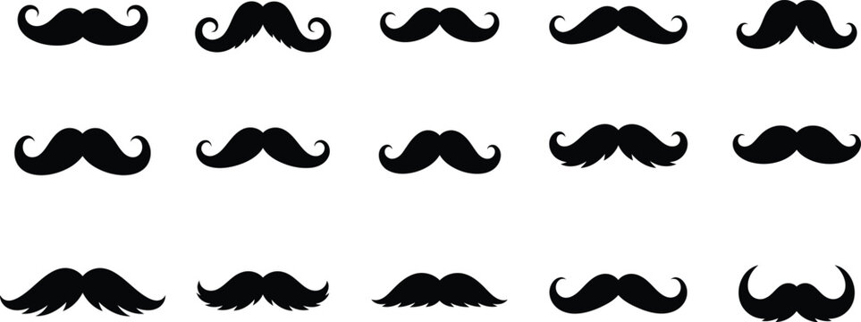 Collection of various mustache silhouettes and designs