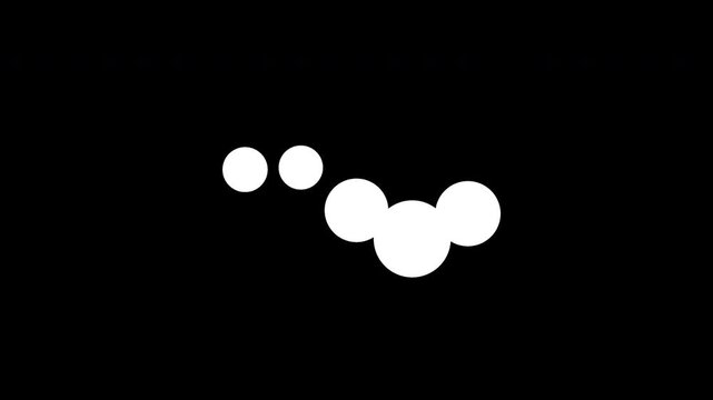 Seamless, pure white 2D circular dot loader with elegant sine wave motion, isolated on a transparent alpha channel.