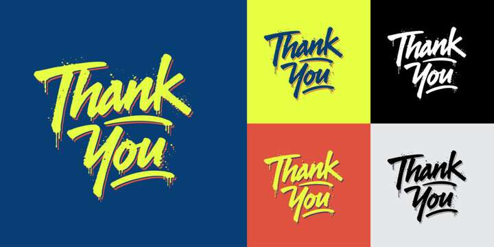 Thank You Lettering Hand Brush Scipt Vector