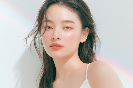 美容, 女性, スキンケア, 化粧品, ビューティー, 若い女性, 美肌, 日本人, アジア人, フェイシャル, メイク, 美容液, 保湿, クリーム, エイジングケア, 美容医療, エステ, 美容クリニック, 肌ケア, ナチュラルメイク, 透明感, ツヤ肌, モデル, 笑顔, ポートレート, クローズアップ, リラックス, 癒し, 健康的, 美白, コラーゲン, ヒアルロン酸, アンチエイジング
