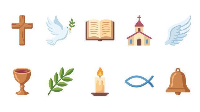 Christianity symbols and objects collection.