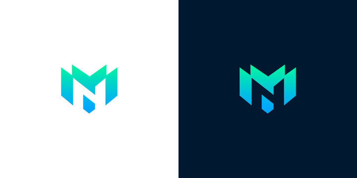 Modern abstract letter logo design featuring intertwined M and N initials in a vibrant gradient, ideal for innovative business branding and corporate identity