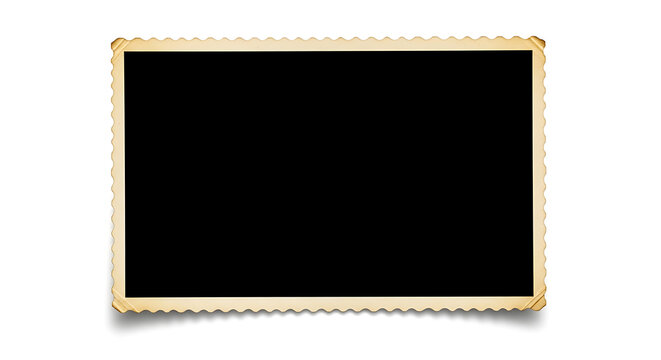 Blank vintage photograph with scalloped edges and black center isolated on white background for memory and history concepts scalloped isolated nostalgia photography collection memorabilia