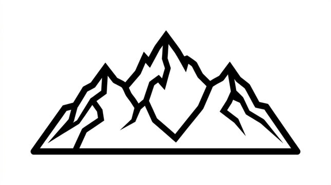 Mountain range contour drawing with sharp peaks and clean lines on white background for graphic design