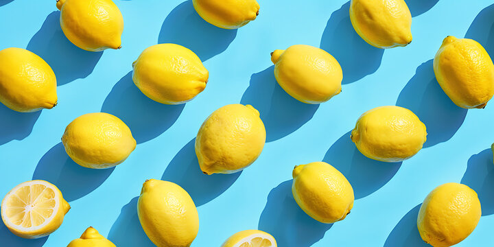 fresh whole and sliced lemons floating isolated on transparent background