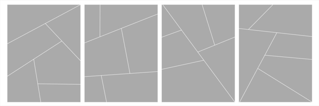 Set of collage grid manga comic storyboard layout panel blank template. Empty page frame for comic book, photo collage, poster, flyer. Vector illustration