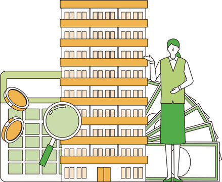 マンションと女性