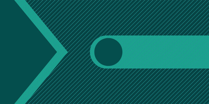 Modern abstract graphic design featuring teal geometric shapes, including a chevron and a horizontal bar with a circle, set against a diagonally striped background.