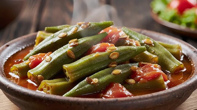 Delicious Okra Stew with Tomatoes and Spices 1.