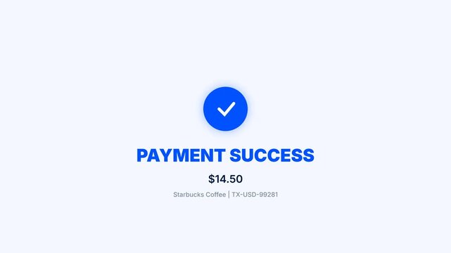 Digital Payment Success Animation with QR Code Scanning Frame and Transaction Confirmation