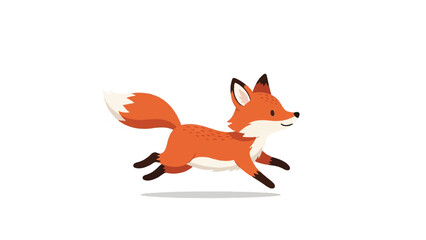 Obraz premium Running Orange Fox Cartoon Character 1.