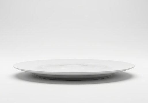 Empty White Ceramic Plate Isolated on White Background - Minimalist St