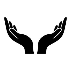 Fototapeta premium Silhouette Open Hands Cupped Together Offering Support and Care Icon Graphic