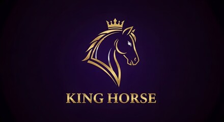 Fototapeta premium Elegant King Horse Logo Design with Crown.