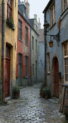 Fototapeta premium Exploring the Historic Charm of European Cobblestone Alleys: Picturesque Travel Photography in Atmospheric Urban Landscapes
