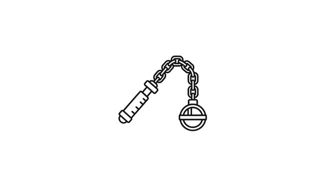 Medieval Flail Weapon Icon, Chain Weapon, War Tool, Medieval Combat Symbol