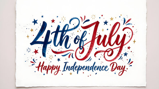 4th of July greeting card with handwritten lettering
