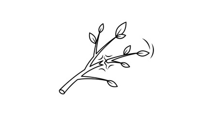 Broken Branch with Leaves and Sparkle Effect