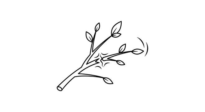 Broken Branch with Leaves and Sparkle Effect