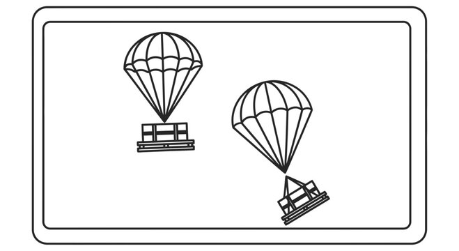 Cargo Parachutes Dropping Supplies, Aerial Delivery, Logistics, Supply Chain
