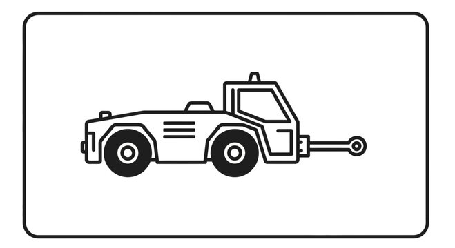 Airport Tow Tractor Icon, Vehicle for Aircraft Movement, Transportation Line Art