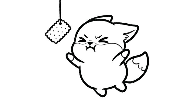 Cute cartoon cat with annoyed face.