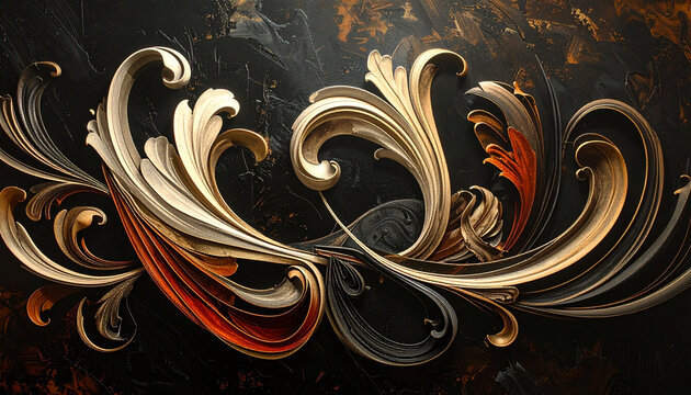 Ornate Baroque Style Floral Flourish Design.