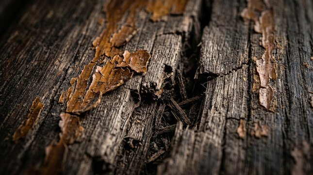 Weathered Wooden Plank Texture with Split Grain and Rustic Decay