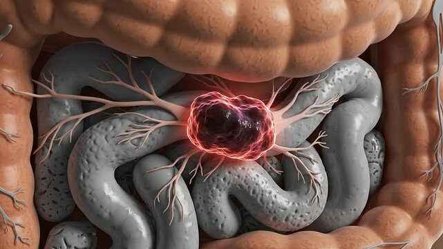 Detailed 3D Model of Human Intestines Featuring Large and Small Intestine in Vibrant Colors for Medical Education and Health Studies