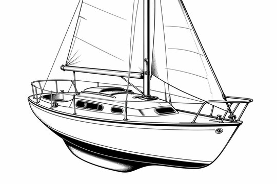 Sailing yacht boat with sails.