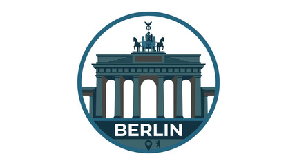 Brandenburg Gate Berlin Landmark Icon Circle Travel Stamp © Grandong