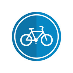 Fototapeta premium A circular blue sign with a white bicycle symbol, indicating a designated bicycle lane for cyclists
