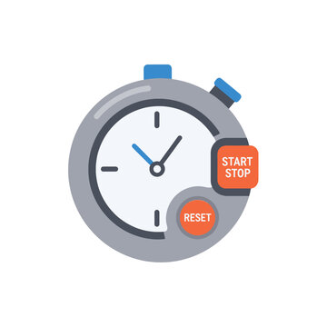 A simple illustration of a stopwatch with start, stop and reset buttons for timing