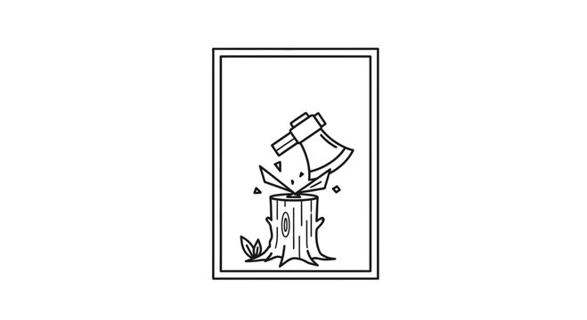 Axe Chopping Wood Stump