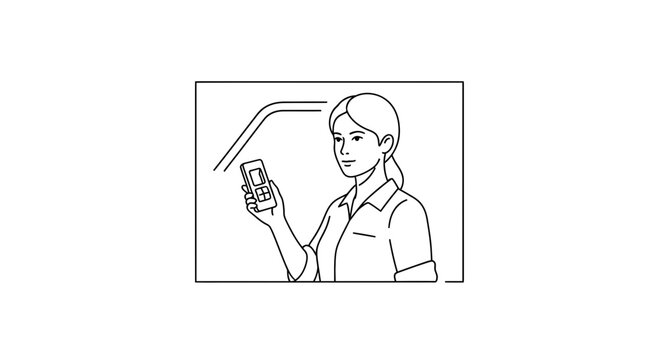 Woman holding remote control in car, remote car starter, smart technology