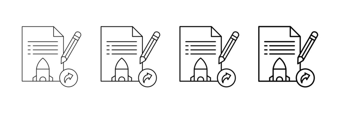 Release Notes Icons Vector Set In Different Stroke Line Style