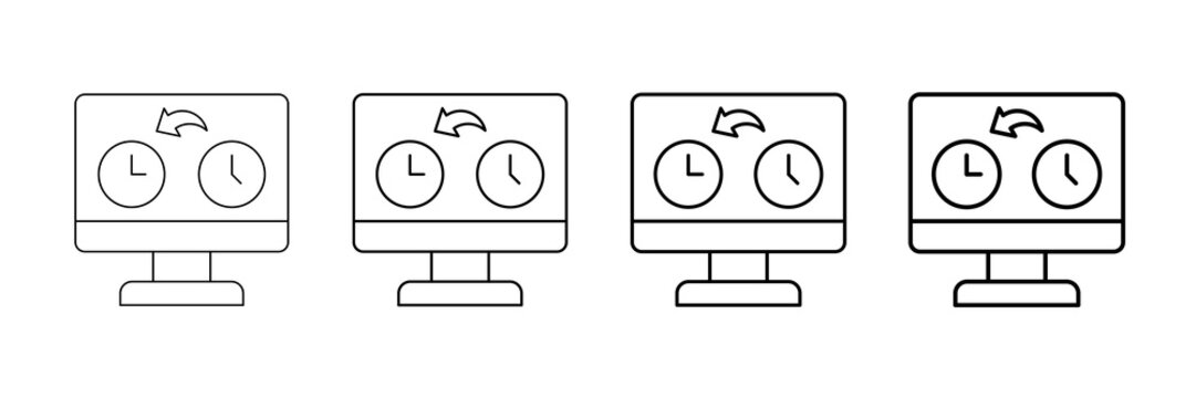Rollback Update Icons Vector Set In Different Stroke Line Style