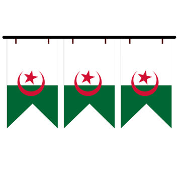 Algerian flags hanging on a string, national symbol