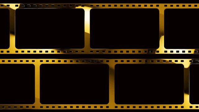 luxury gold film strip frame on the green screen background