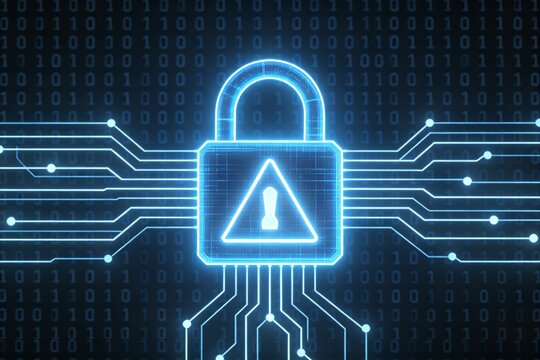 Digital security lock with binary code background