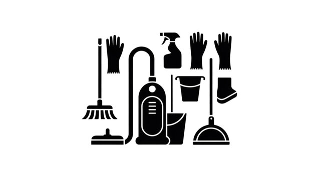 Cleaning tools set black and white