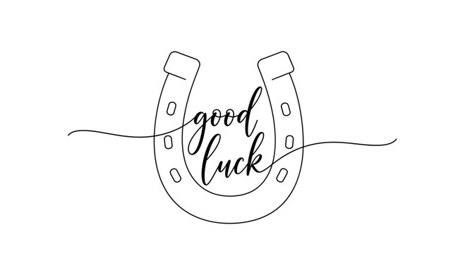 Good Luck Horseshoe Graphic with Elegant Script and Minimalist Design