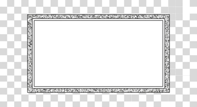 Glitter Frame Border - Sparkling Silver Texture, Blank Rectangle for Text or Design