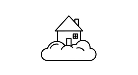 Fototapeta premium Dream House Concept: House Floating on Clouds, Surreal, Imagination, Real Estate