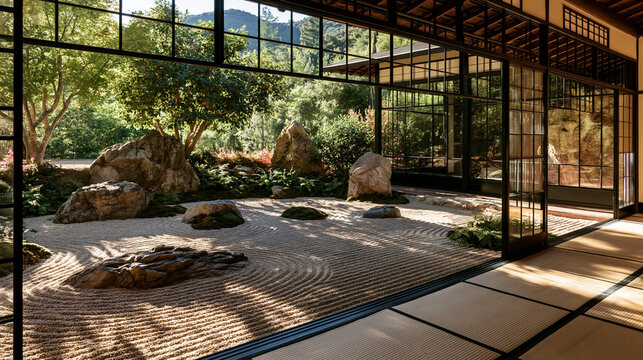 Tranquil Zen Garden Pavilion: Modern Japanese Design Integrating Nature and Architecture