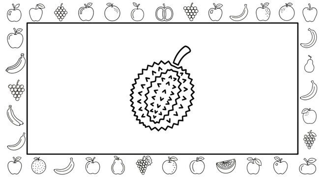 Durian Fruit Outline Icon - Exotic Tropical Food Drawing