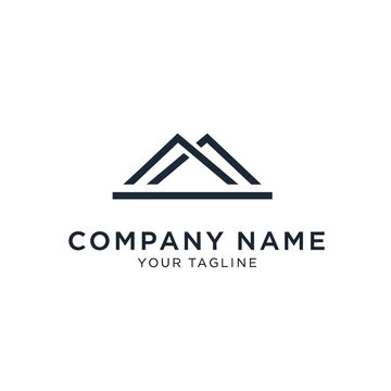 Modern Geometric Roofline Logo Design for Real Estate Company.