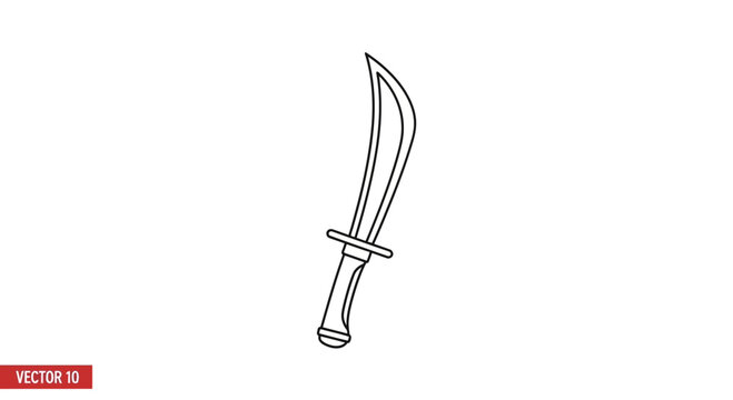 Curved Sword Outline Vector Illustration