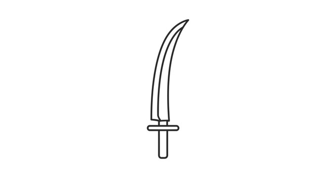 Curved Sword Silhouette: Ancient Weapon, Warrior Tool, Historical Blade